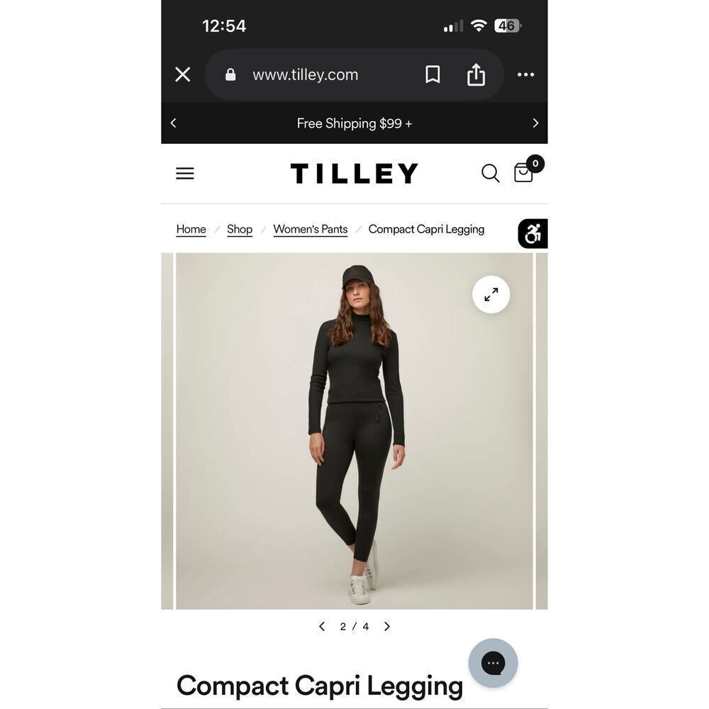 Tilley Compact Capri Leggings black Sz 10